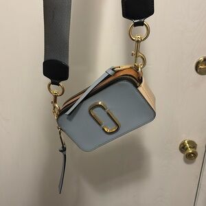 Marc Jacob’s snapshot bag blue brown grey